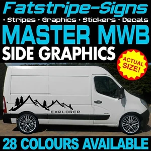 to fit RENAULT MASTER MWB L2 GRAPHICS STICKERS STRIPES DECALS DAY VAN CAMPER - Picture 1 of 2