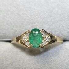  Natural Emerald .5ct and Diamond Ring 10KT Gold Size 6.5