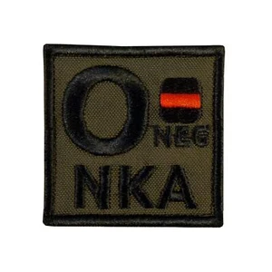 O- ONEG NKA blood type olive drab green embroidered NKDA fastener patch - Picture 1 of 4
