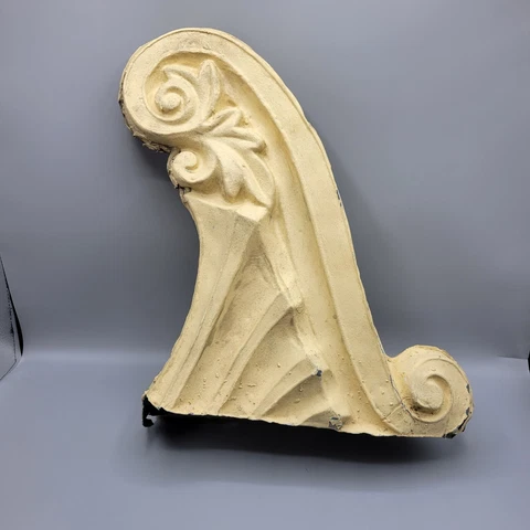 Antique Metal Corbel 16"x12" Chippy  Yellow Paint Cover