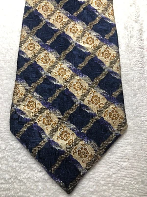 Gravata masculina CLAIBORNE AZUL MARINHO COM BEGE ROXO 4 X 58 - Imagem 1 de 4