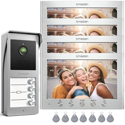 TMEZON KIT Videocitofono 2 fili con 7 pollici Videocitofono Rilevamento RFID