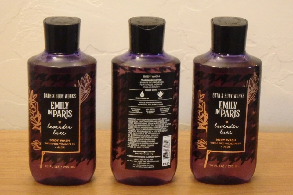 3 x Gel de ducha Bath & Body Works Emily in Paris lavanda de lujo lavado corporal 10 oz Foto 1 de 1