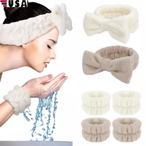 2Pcs Spa Headband and Wristband Set Women's Makeup Skin Care Face Wash Headband - Picture 1 of 16