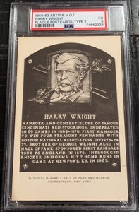 1956-63 Artvue HOF Plaque Postcard Harry Wright Type 2 PSA 5 EX Pop-1 Only