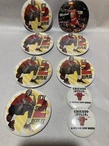 9 botones pinback Chicago Bulls Michael Jordan Sweet 2 repeticiones y toda nueva raza - Imagen 1 de 6