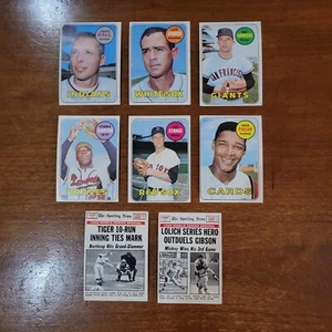 1969 Topps Baseball 8 Card Lot-Aparicio, Sadecki, Aaron, Pinson, Northrup,Lolich - Picture 1 of 12