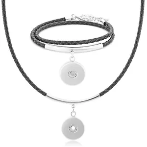 Scegli Colore/Misura - Collana Intrecciata Pelle Charm Zenzero Gioielli a Scatto - Foto 1 di 13
