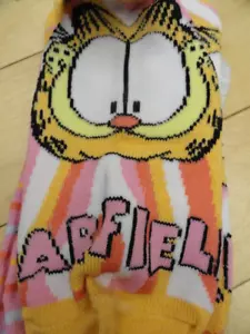 Garfield No Show Socks Shoe 4-10 Nickelodeon Orange/Pink 3 Pair - Picture 1 of 4