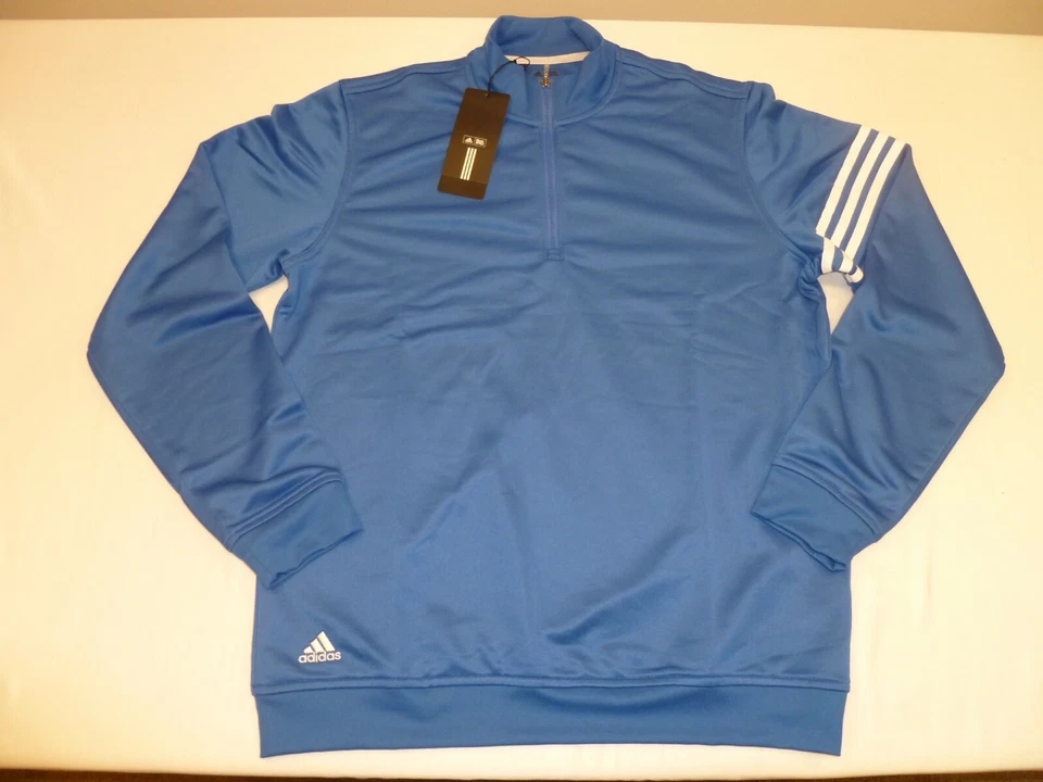Chaqueta Pullover Para Hombre Adidas 3 Rayas ClimaLite 1/2 Cremallera Capas, Pequeña Foto 1 de 4