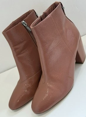 Ботинки на лодыжке Topshop 7 с круглым носком на боковой молнии 3 дюйма на блочном каблуке коричневые - Изображение 1 из 4