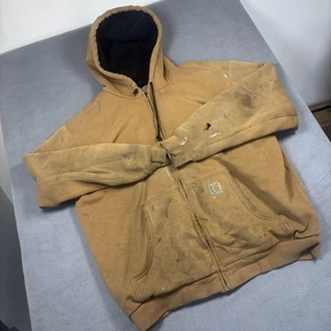 Carhartt Felpa con Cappuccio Uomo Grande Marrone J149 Full Zip Abbigliamento da Lavoro Distressed Thrashed - Foto 1 di 14