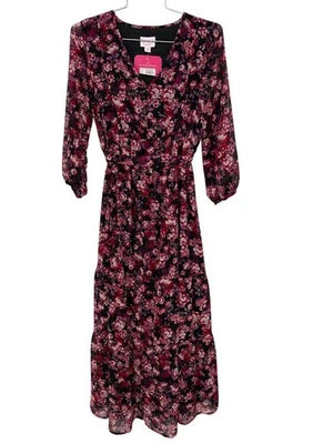 Isabel Maternity Floral Maxi Dress Size XS V Neck Tiered 3/4 Sleeve Chiffon NEW - Image 1 of 4