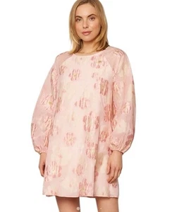 Nuevo con etiquetas Mini Vestido En Crème Rosa Floral Organza Talla Mediana Manga Burbuja - Imagen 1 de 12