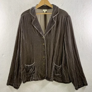 Womens Crushed Velvet Blazer Sz L Taupe Boho Romantic Whimsigoth Holiday Grunge - Picture 1 of 12