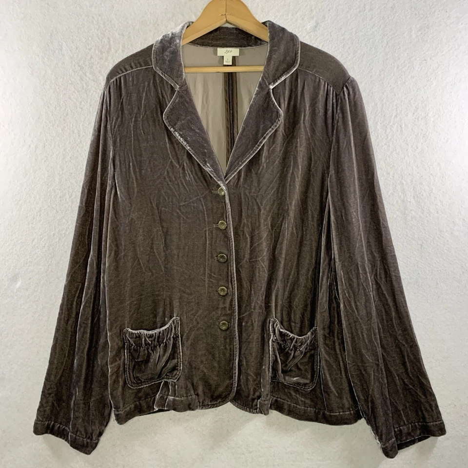 Blazer Mujer Terciopelo Aplastado Talla L Taupe Boho Romántico Capricho Vacaciones Grunge Foto 1 de 4
