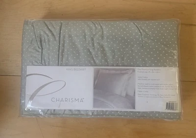 NUEVO CON ETIQUETAS Falda de Cama Carisma Algodón Drop King Gris Con Lunares Blancos 400 Hilos Foto 1 de 4