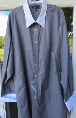 Paul Fredrick Mens Gray Non-Iron Dobby Dress Shirt XXL 2XL 18 1/2x35 NWOT NEW - Image 1 of 4