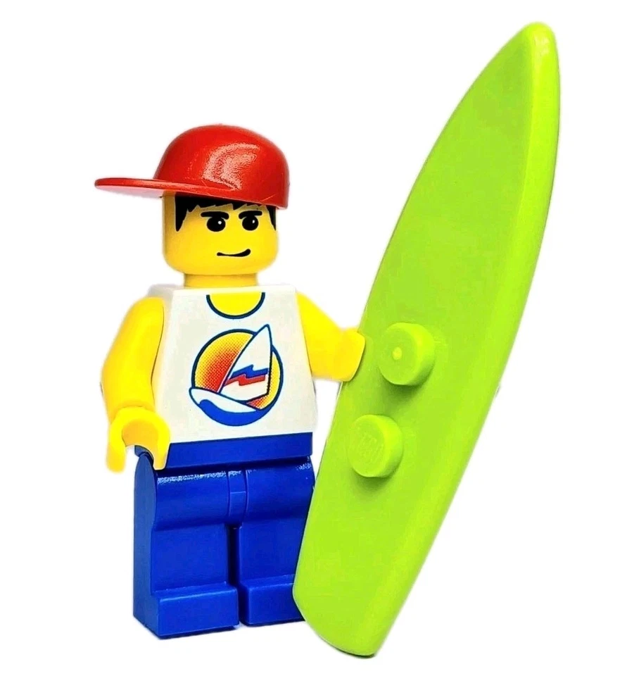 NEW LEGO®  Surfer Minifigure City surfboard minifig hawaiian Beach  - Image 1 of 1
