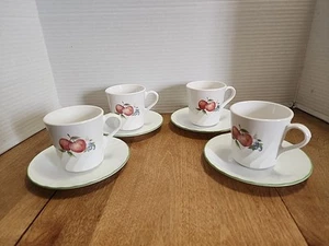 Set 4 tazze e piattini Corelle CHUTNEY 8 pezzi tazze caffè frutta bianco vortice 3,5" - Foto 1 di 14