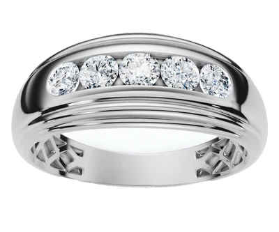 Men's 14k White Gold 0.50 Ct Round Lab Grown Diamond Wedding Band Ring - Image 1 of 4