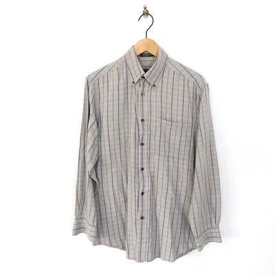 Camisa Orvis Signature Collection Talla M Gris Verde Cuadros Algodón Lana Manga Larga Foto 1 de 4