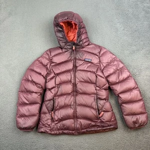 Patagonia Hi Loft Down Sweater Hoody Jacket Girls Extra Large Burgundy Insulated - Picture 1 of 13