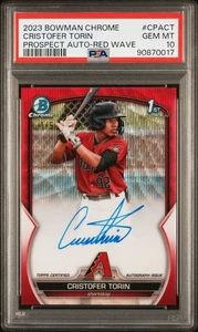 CRISTOFER TORIN 2023 BOWMAN CHROME 1ST AUTO RED WAVE /5 PSA 10 - Picture 1 of 2