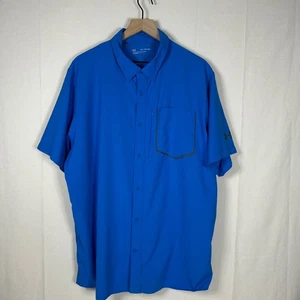 Under Armour Mens XXL Fitted Performance Fishing Shirt Blue Short Sleeve - Picture 1 of 6