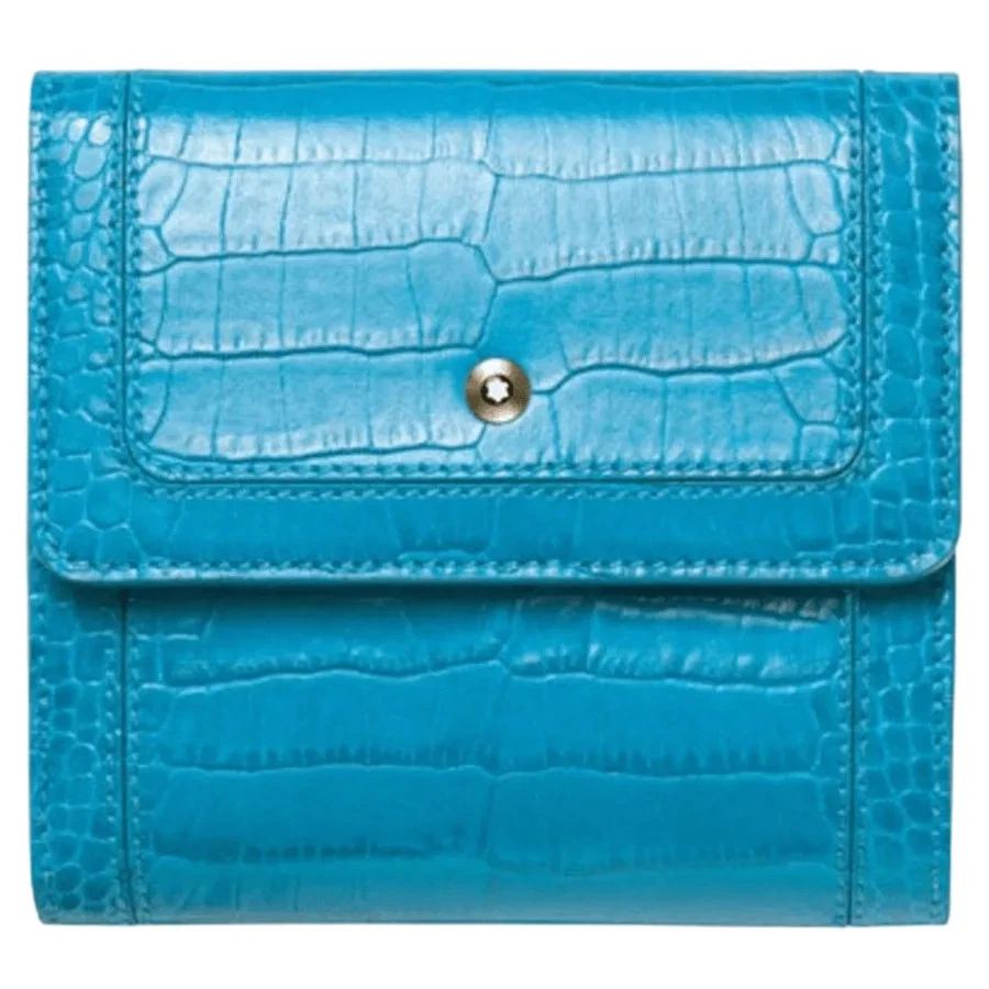 Nueva billetera para mujer Montblanc Boheme 6cc cuero turquesa solapa 109603 Foto 1 de 1