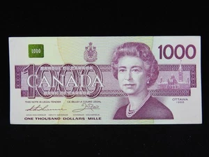 1988 $1000 Dollar Bank of Canada Banknote EKA 0673169 Thiessen Crow EF Grade - Picture 1 of 18