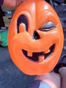 Vintage Plastic Jack O' Lantern Pumpkin JOL Halloween Candy Blow Mold Pail 9.5" - Picture 1 of 6
