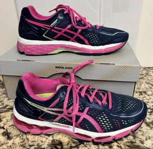 Asics Womens Gel Kayano 22 T597N Blue Running Shoes Size 10 DUOMAX HOT PINK BLUE - Picture 1 of 18