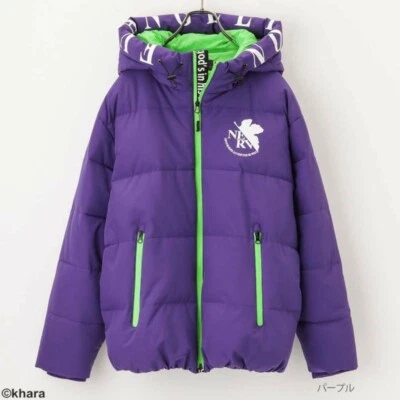 NEW Evangelion Puffer Jacket Water repellent Size L Purple Anime - Image 1 of 3