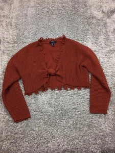 Forever 21 Cropped Cardigan Womens Size Small Burnt Orange Sweater - Picture 1 of 10