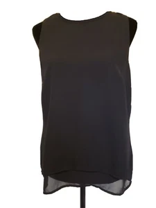 H&M Women's Size 12 Black Sleeveless Semi Sheer Blouse Top Open Back (B - Picture 1 of 12