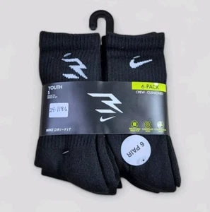 NIKE 3 Brand Boys Socks Crew Cushioned Breathable Dri Fit 6 Pack Shoe Size 3Y-5Y - Picture 1 of 3