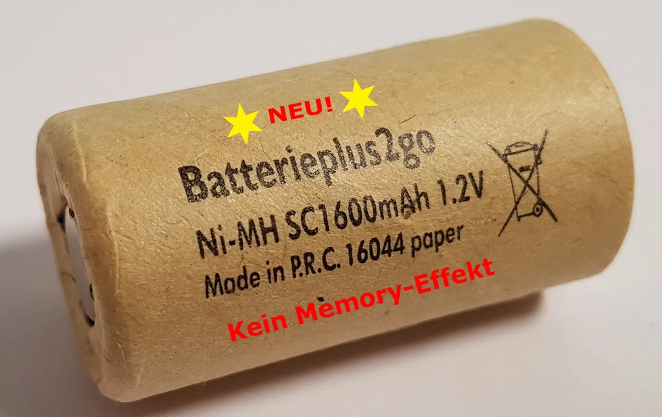 Akku Einzelzelle Sub C 1600 mAh 1.2 V lose Pappmantel Werkzeugakku Ersatzakku - Bild 1 von 1