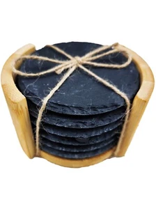 Sottobicchieri in ardesia personalizzati 6 pz. + Supporto legno per souvenir, regalo - Foto 1 di 19