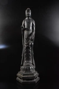 F3908: XF Japanese Old Copper BUDDHIST STATUE sculpture Ornament Buddhist art - Picture 1 of 8