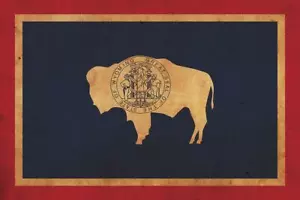 Vintage Wyoming Flagge auf Leinwand, Wyoming, Wandbild, Wyoming Foto, Wyoming Druck - Bild 1 von 6