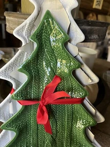 2020 Hallmark Christmas Tree Ceramic Serving Trays Cookie Candy Nuts Dish New - Picture 1 of 6