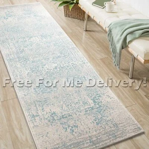 SULIS MEDALLION IVORY BLUE TRADITIONAL RUG RUNNER (L) 80x400cm **FREE DELIVERY** - Picture 1 of 5