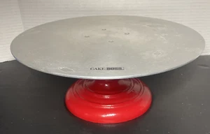 Cake Boss Cast Iron Red Aluminum Top Rotating Cake Decorator Display Stand - Picture 1 of 5