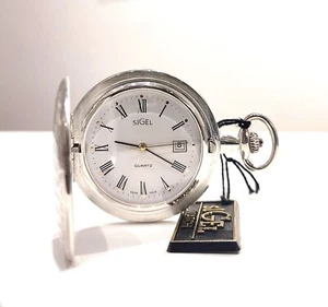 Orologio da Tasca in Argento 925, SIGEL, Swiss Made, incisione gratis, NUOVO - Picture 1 of 7