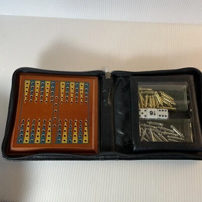 Travel Backgammon Game Mini Portfolio Case with Zippered Pouch Fundex 6" x 6" - Image 1 of 4