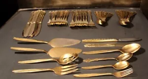 VINTAGE 43 pz elettropiastra oro giapponese personalizzata argenteria artigianale bocciolo di rosa + extra - Foto 1 di 8