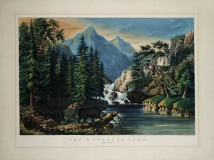 Currier and Ives : "The Mountain Pass: Sierra Nevada" - Giclee Fine Art Print - Picture 1 of 7