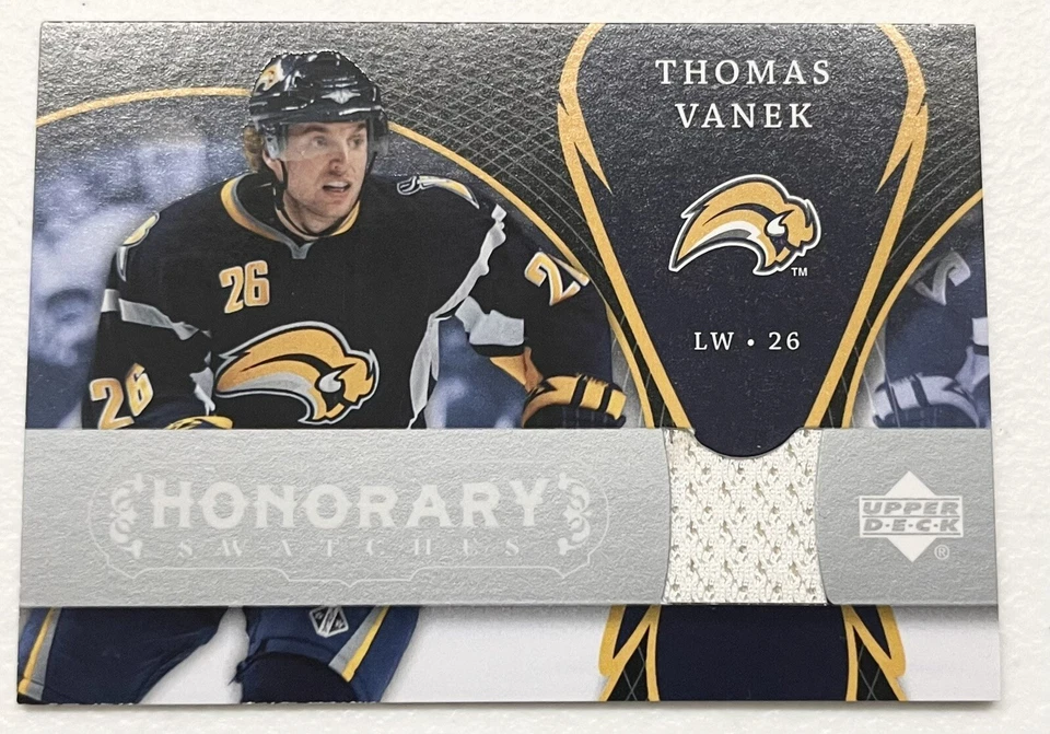 THOMAS VANEK 2007-08 UPPER DECK TRILOGY HONORARY SWATCHES JERSEY - Image 1 of 2