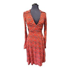 DVF Diane Von Furstenberg Silk Red Julie Wrap Dress Size 2